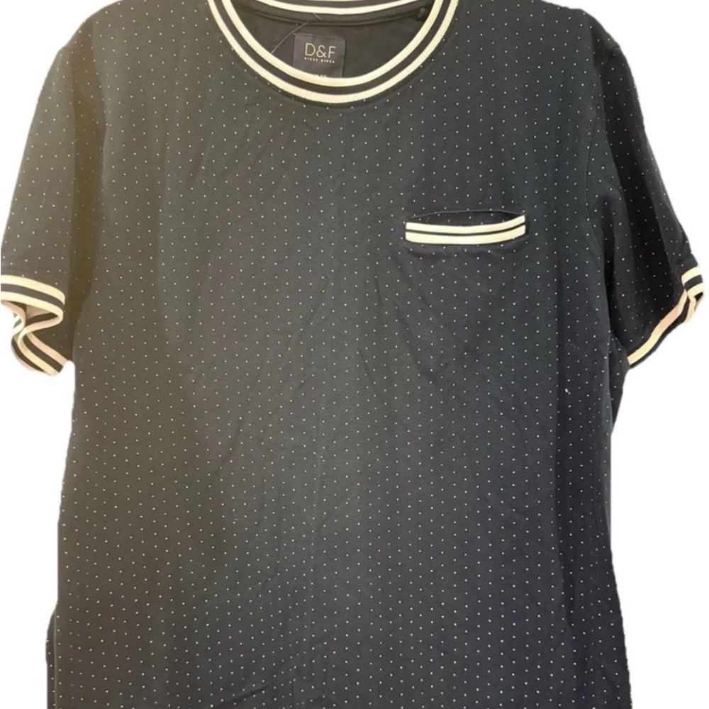 D&F Ricky Singh Men’s Navy Polka Dot Knit T-Shirt